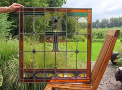 Glas in lood raam hangend, antiek raam | Chlas Atelier